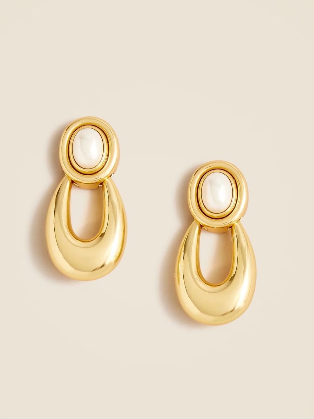 J Crew NWT Pearl Door Knocker Statement Earrings